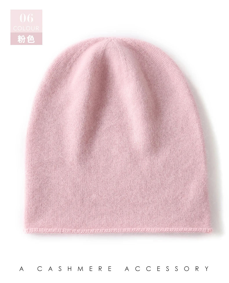 Hats - Unisex 100 Cashmere Hats Outdoor Casual Keep Warm Solid Color Cashmere Knitted Beanie Hat Women /Men Hedging Caps