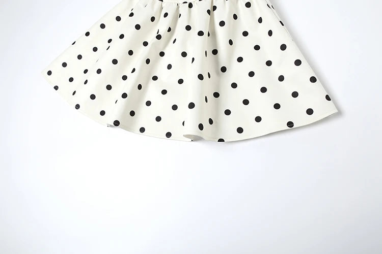 Fit and Flare Dresses - Dots Print Dress Women Chest Wrap Backless Bow Applique Ruffles Loose Hem 2025 Y2k Trend Streetwear Chic Mini Bodycon