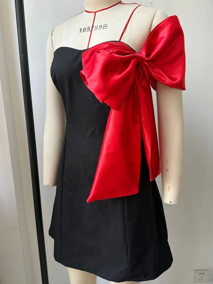 Party Dresses - Off-shoulder Bow Sleeve Sexy Mini Dress For Women Robe Fashion Strapless Backless Evening Club Party Dress Elegant