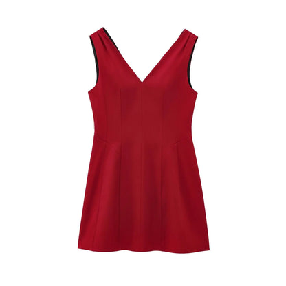 Party Dresses - Summer Women V-Neck Sleeveless Backless Decorate Zipper Mini Dress Fashion Woman Sexy Dresses Street Style Party Dress