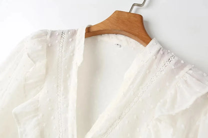 Blouses - 2025 Spring Summer Women French Fashion Chiffon Shirts Ruffle Design Single-breasted Vintage Blouses
