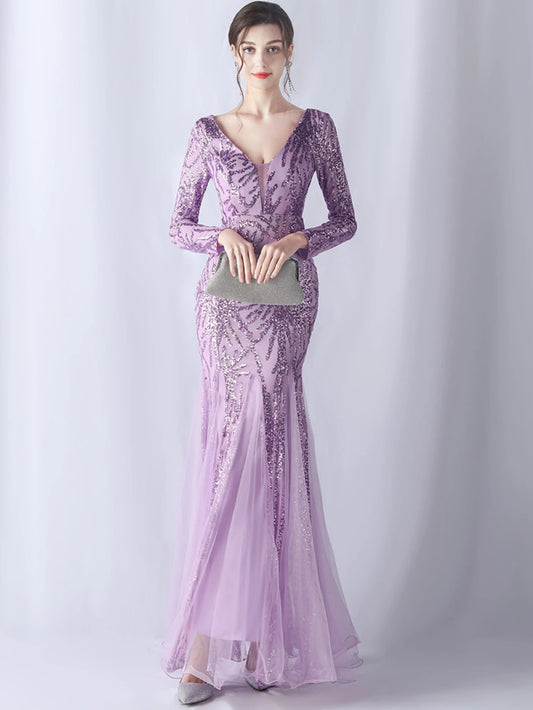 Sequin Dresses - Sexy backless maxi sequin summer dress women 2024 elegant luxury mesh wedding party dress long sleeve evening dresses vestidos