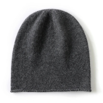 Hats - Unisex 100 Cashmere Hats Outdoor Casual Keep Warm Solid Color Cashmere Knitted Beanie Hat Women /Men Hedging Caps