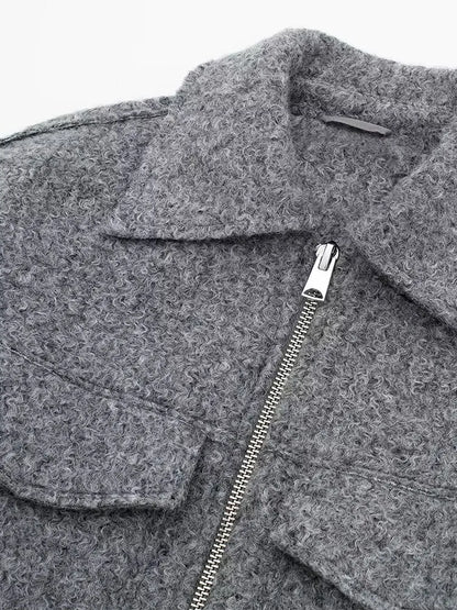 - 2024 Autumn Women's Cropped Jacket OuterwearLong Sleeve With Pocket Zipper Faux Fur Coat Fashion Women's Clothing