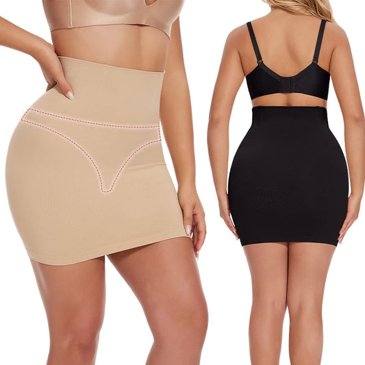 Shapers - Half Slips for Under Dress Women Shapewear Tummy Control Slim Waist Body Shaper Half Skirts Thongs 2 in 1 Butt Lifter Underwear
