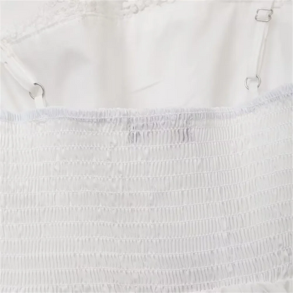 Vacation Dresses - Summer New Women's Fashion Style Slimming Sweet Solid Color Versatile Embroidered Lace Splicing Dress