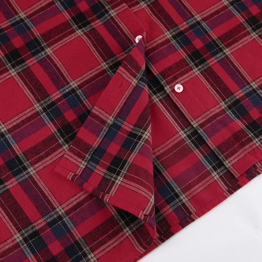Plaid Shirt For Women, Red Bright Grid, Oversized Blouse, Leisure And Fashionable Top, Spring And Autumn Seasons