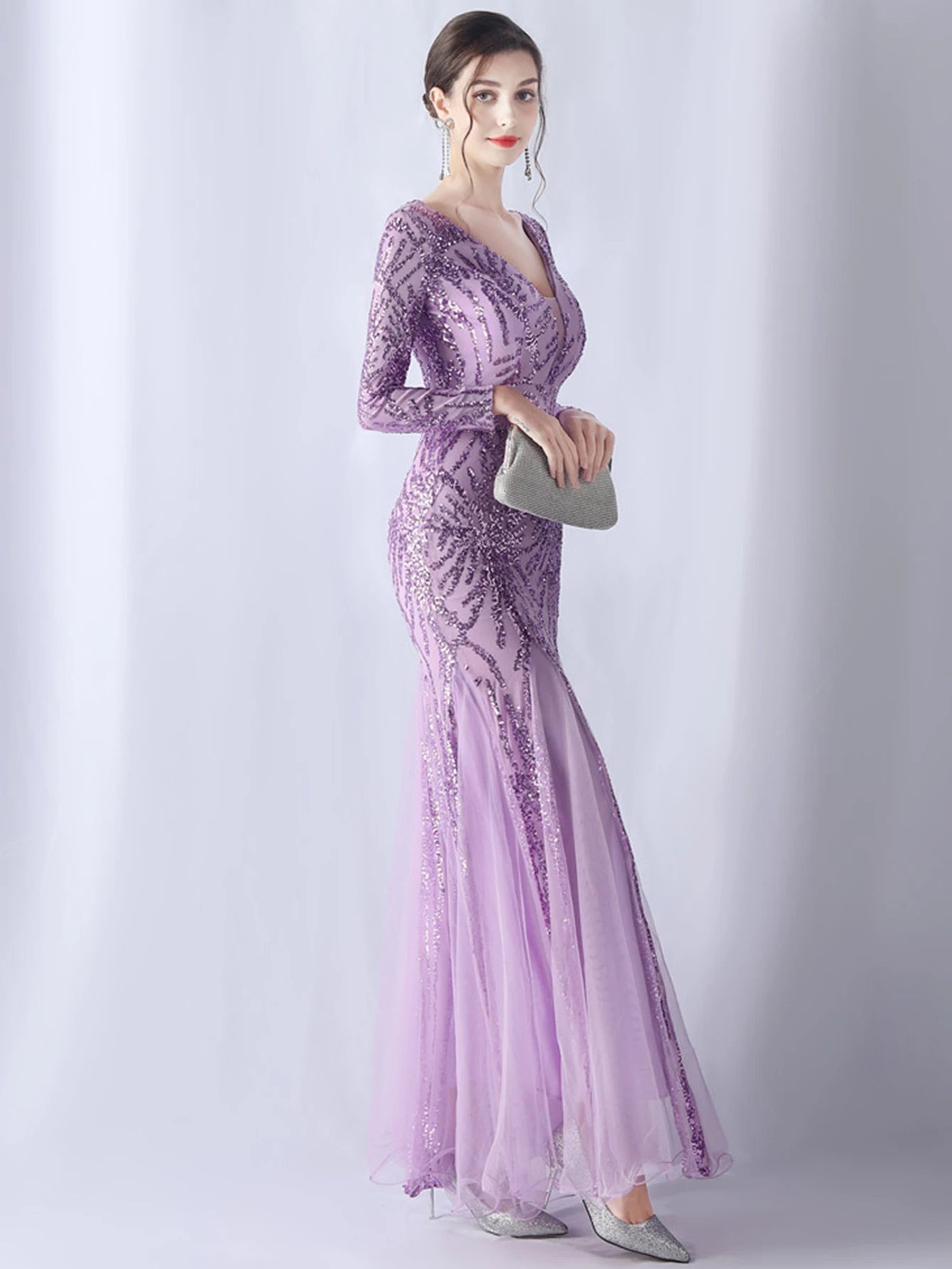 Sequin Dresses - Sexy backless maxi sequin summer dress women 2024 elegant luxury mesh wedding party dress long sleeve evening dresses vestidos