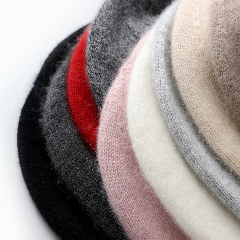 Hats - Unisex 100 Cashmere Hats Outdoor Casual Keep Warm Solid Color Cashmere Knitted Beanie Hat Women /Men Hedging Caps