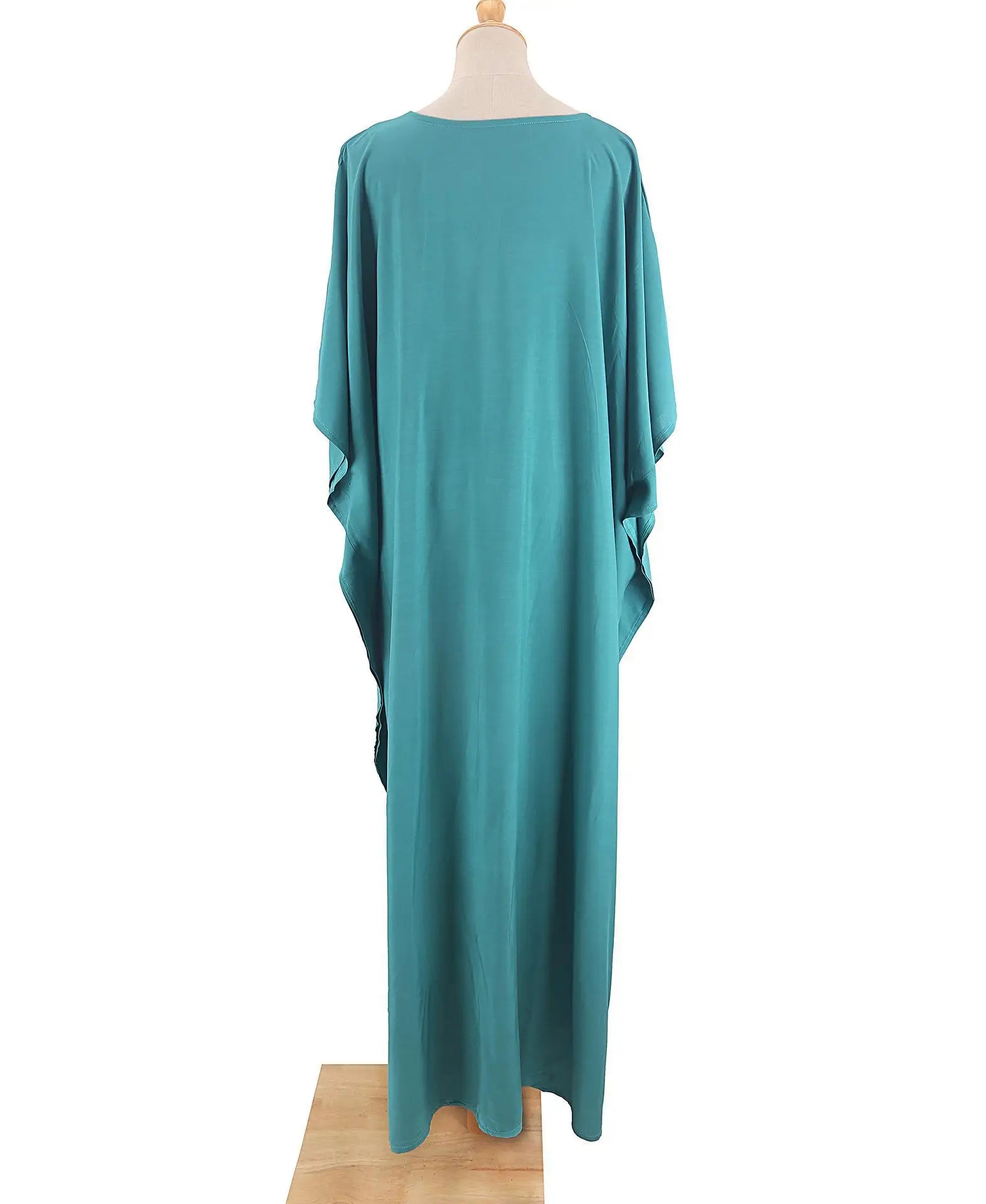 Kaftans - Women's Clothing Swimwears Solid Color Cover Up V Neck Batwing Sleeve Plus Size Beach Kaftan Dresses