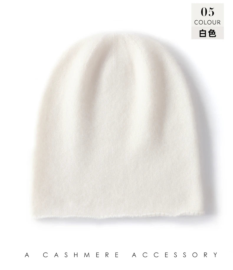 Hats - Unisex 100 Cashmere Hats Outdoor Casual Keep Warm Solid Color Cashmere Knitted Beanie Hat Women /Men Hedging Caps