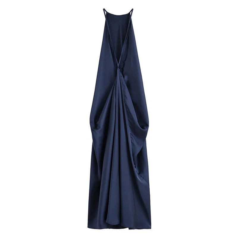 Cocktail Dresses - Sexy Halter Women's Dressess Elegant Lace Up Backless Sleeveless Oversize Dress Female Summer New Lady Party Robes