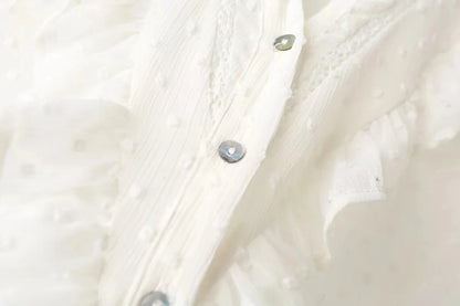 Blouses - 2025 Spring Summer Women French Fashion Chiffon Shirts Ruffle Design Single-breasted Vintage Blouses