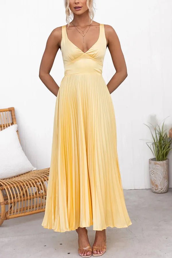 Elegant Dresses - Summer Fashion New Style Women's Elegant Strap Fold Style Loose Solid Color Vacation Style Banquet Style Women's Long Dress
