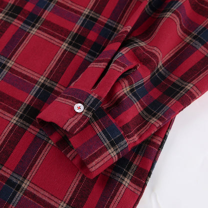 Plaid Shirt For Women, Red Bright Grid, Oversized Blouse, Leisure And Fashionable Top, Spring And Autumn Seasons