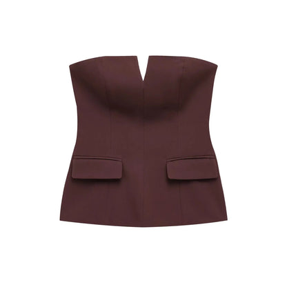 Strapless Tops - Spring Summer Women Strapless Crop 2025 Tops Basic Sleeveless Office Lady Tops Trend Street Classic Solid Tube Tops
