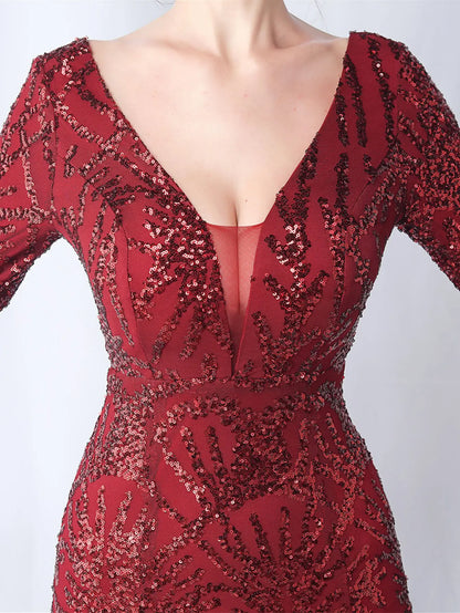 Sequin Dresses - Sexy backless maxi sequin summer dress women 2024 elegant luxury mesh wedding party dress long sleeve evening dresses vestidos