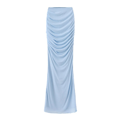Elegant Matching Sets - Elegant Maxi Wedding Guest Dress Set Sexy Strapless Blue Cropped Top Set Bodycon Holiday Party Dresses Women