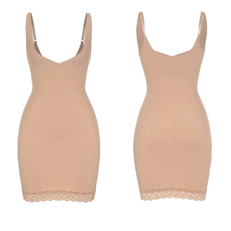 Shapers - Womens Full Slip Shapewear Dress Bodysuits Lingerie with Lace Firm Control Open Bust Waist Cinchers Body Shaper Dresses