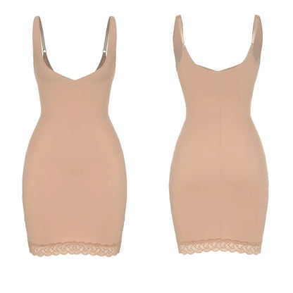 Shapers - Womens Full Slip Shapewear Dress Bodysuits Lingerie with Lace Firm Control Open Bust Waist Cinchers Body Shaper Dresses