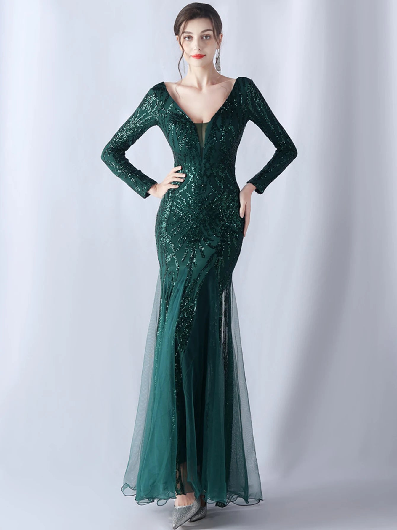 Sequin Dresses - Sexy backless maxi sequin summer dress women 2024 elegant luxury mesh wedding party dress long sleeve evening dresses vestidos