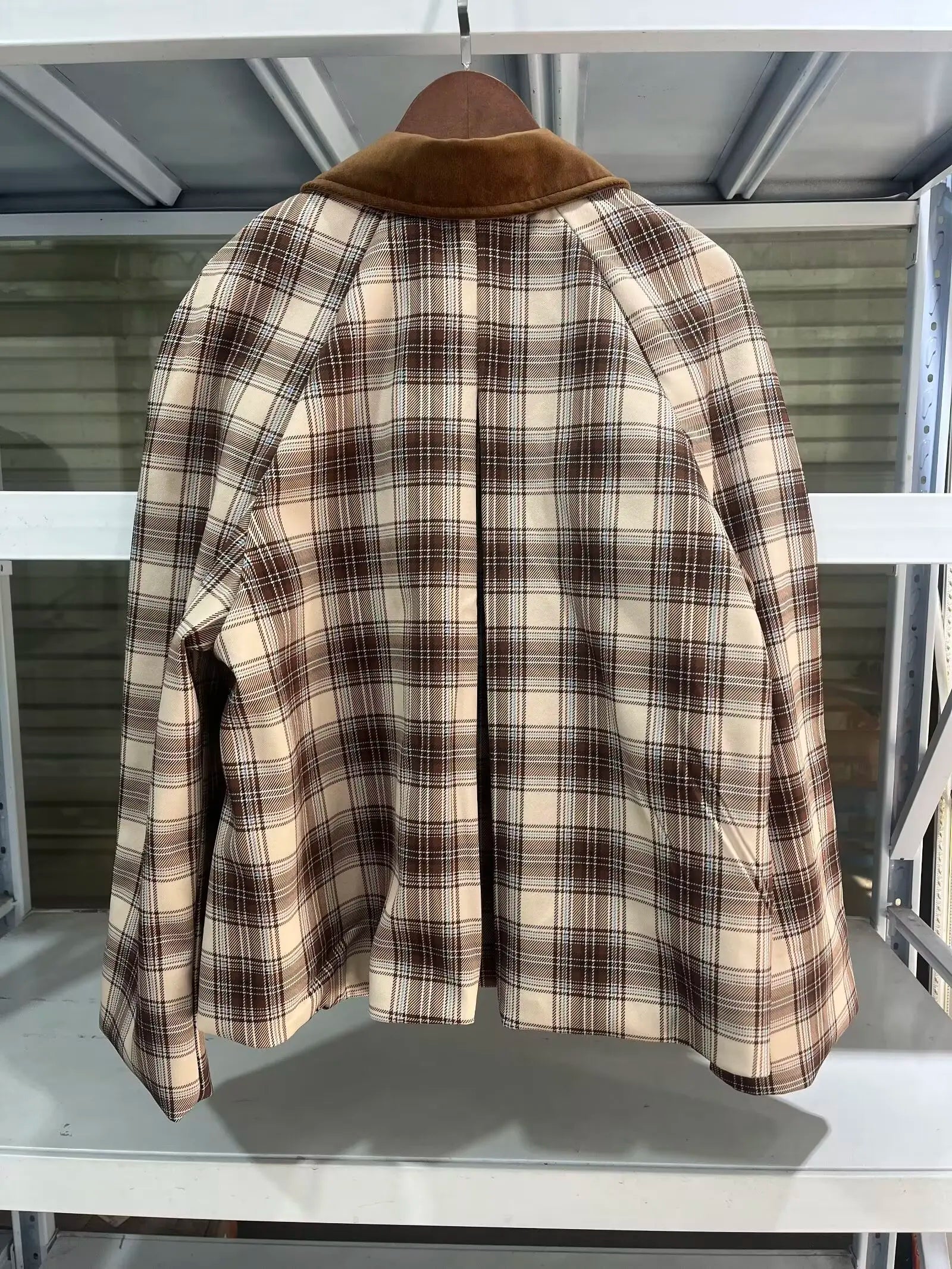 Jackets - Spring New Jacket French Romantic Women's Retro Plaid Cape Long Sleeve Cotton POLO Collar Jacket