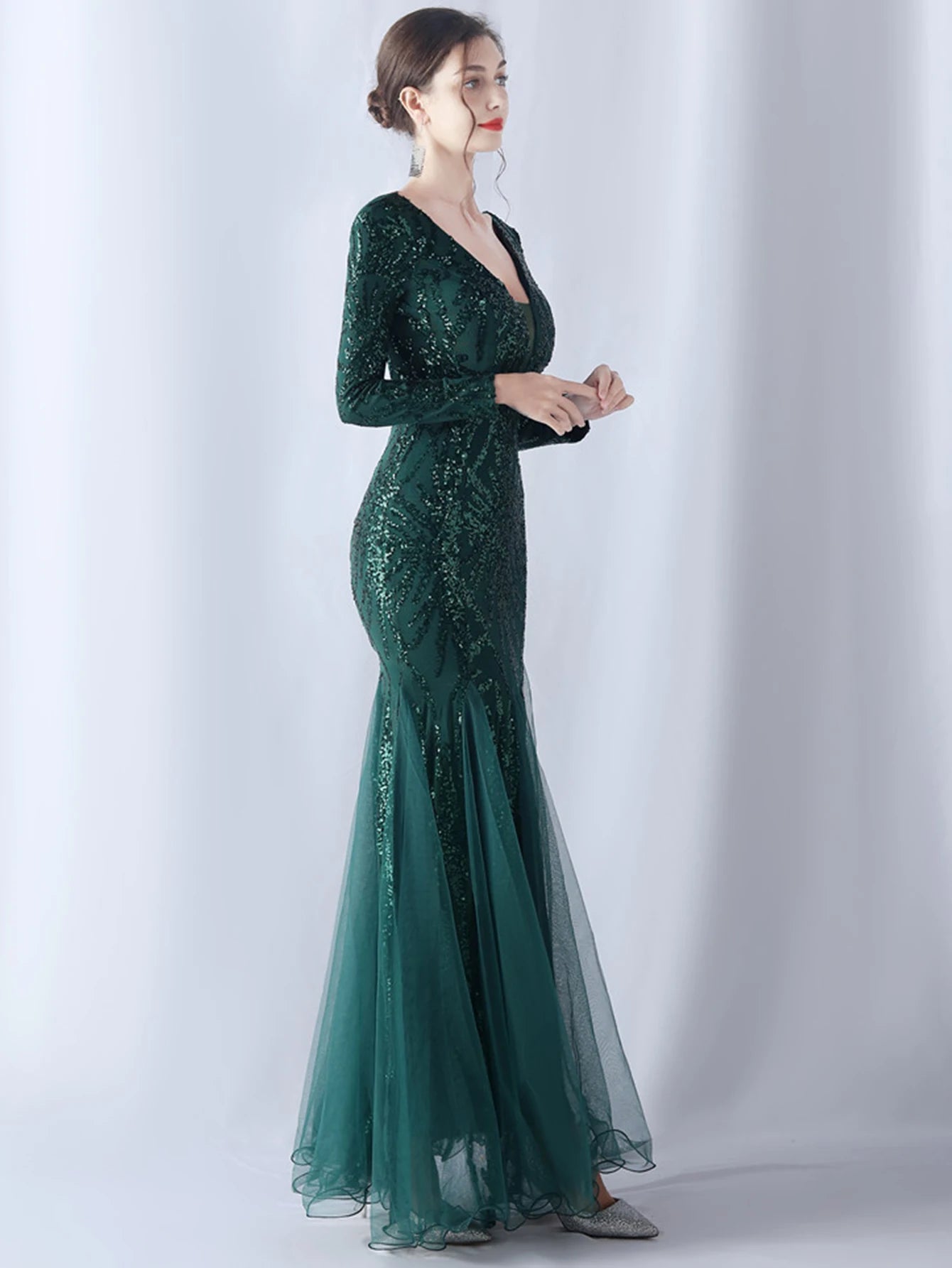 Sequin Dresses - Sexy backless maxi sequin summer dress women 2024 elegant luxury mesh wedding party dress long sleeve evening dresses vestidos