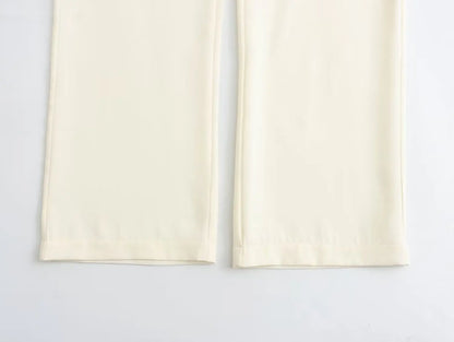 Matching Sets - Spring SummerWomen Casual Solid Suits Strapless Zipper Slim Vests+High Waist Zipper Pants Fashion Women Vintage Suit