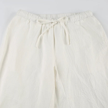 Pants - Sweetown Solid Loose Casual Boho Straight Leg Pants For Women Simple Lazy Comfortable Summer Vacation Trousers