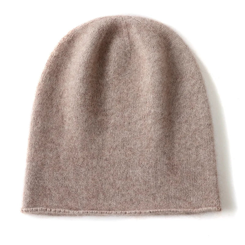 Hats - Unisex 100 Cashmere Hats Outdoor Casual Keep Warm Solid Color Cashmere Knitted Beanie Hat Women /Men Hedging Caps