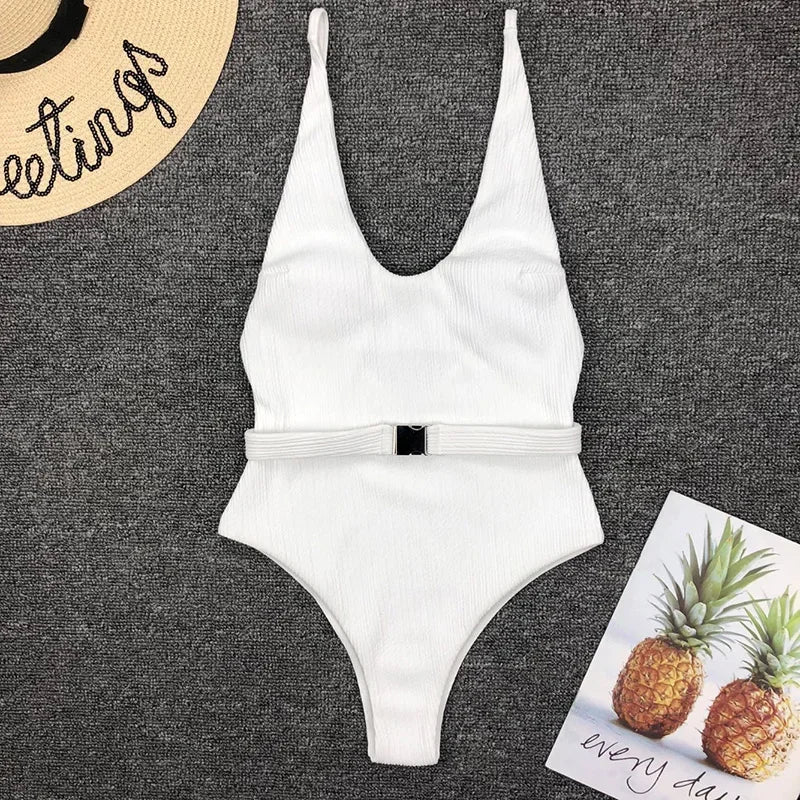 Swimwear - One Piece Swimsuit Women Swimwear Sexy White 2025 V Neck Bathing Suit Bodysuit Swimming Suits for Swimwear Beach Wear Monokini