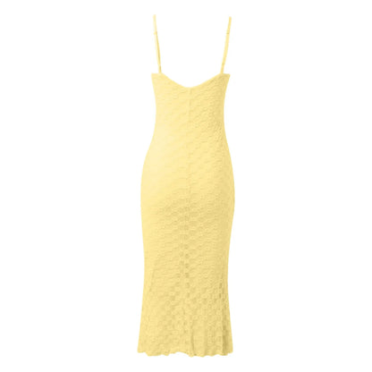 Casual Dresses - Women'S Fashion Casual Solid Color Skinny Tight Dresses Yellow White Sexy Elegant Evening Dresses 2024 New Long Dresses