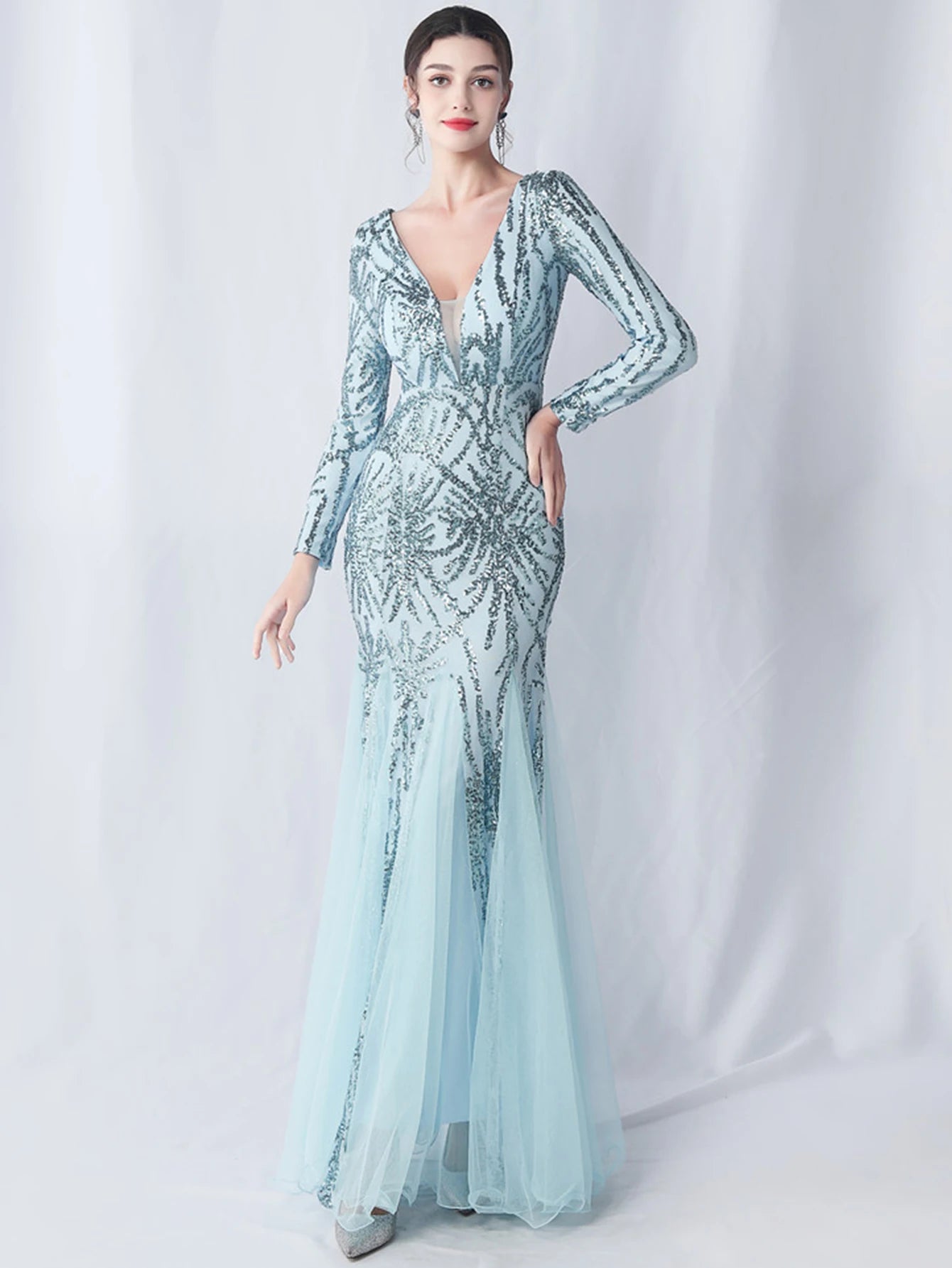 Sequin Dresses - Sexy backless maxi sequin summer dress women 2024 elegant luxury mesh wedding party dress long sleeve evening dresses vestidos