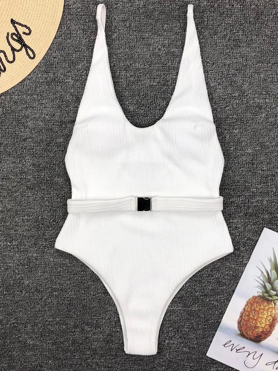Swimwear - One Piece Swimsuit Women Swimwear Sexy White 2025 V Neck Bathing Suit Bodysuit Swimming Suits for Swimwear Beach Wear Monokini