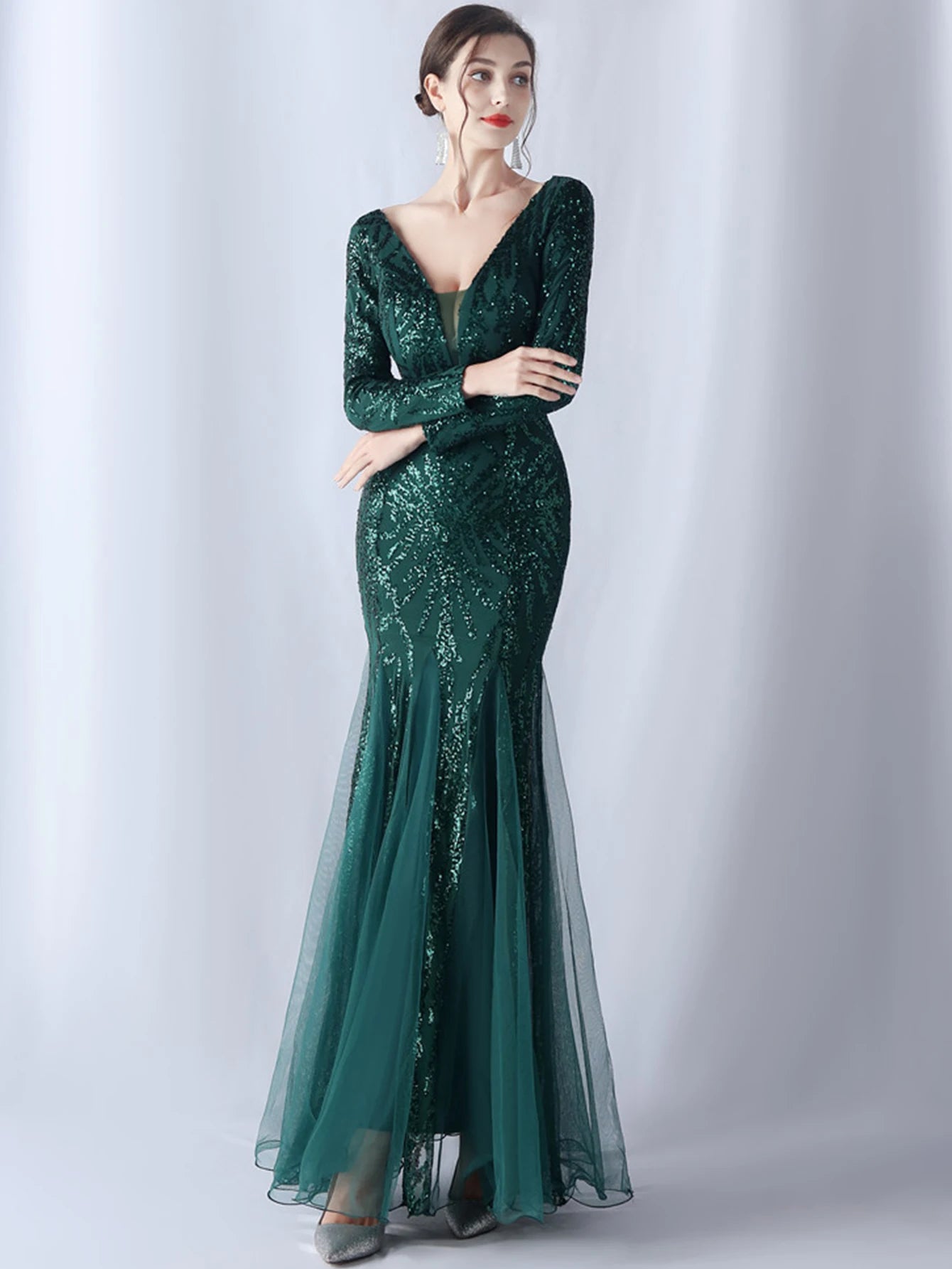 Sequin Dresses - Sexy backless maxi sequin summer dress women 2024 elegant luxury mesh wedding party dress long sleeve evening dresses vestidos