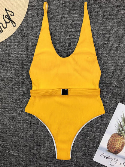 Swimwear - One Piece Swimsuit Women Swimwear Sexy White 2025 V Neck Bathing Suit Bodysuit Swimming Suits for Swimwear Beach Wear Monokini