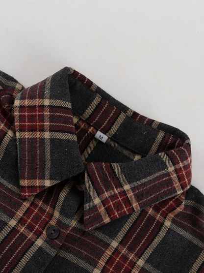 Fashion Loose Plaid 2 Piece Sets Women Outfit 2025 Elegant Long Sleeve Shirt With High Waist Mini Skirt Set Female