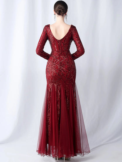 Sequin Dresses - Sexy backless maxi sequin summer dress women 2024 elegant luxury mesh wedding party dress long sleeve evening dresses vestidos