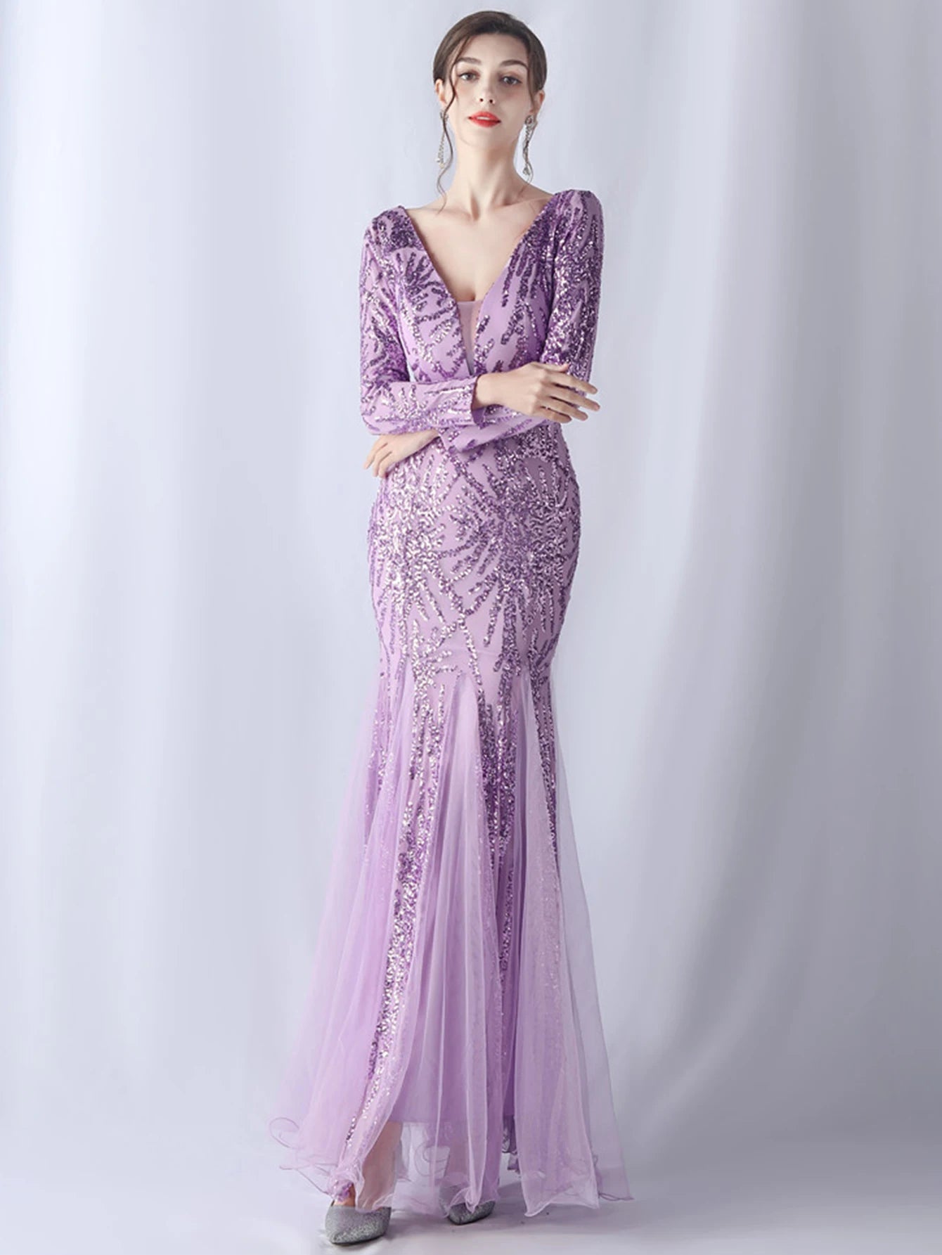 Sequin Dresses - Sexy backless maxi sequin summer dress women 2024 elegant luxury mesh wedding party dress long sleeve evening dresses vestidos