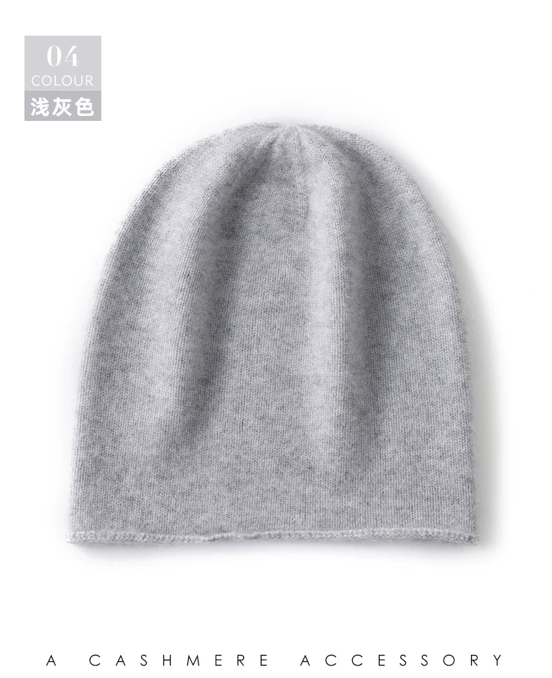 Hats - Unisex 100 Cashmere Hats Outdoor Casual Keep Warm Solid Color Cashmere Knitted Beanie Hat Women /Men Hedging Caps