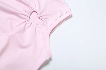 Matching Sets - Spring Release Junior Ankle-Length High Street Pants Suit K25S63797 Girl Solid Slim Love Hollow Pattern Pants Suit