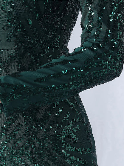 Sequin Dresses - Sexy backless maxi sequin summer dress women 2024 elegant luxury mesh wedding party dress long sleeve evening dresses vestidos