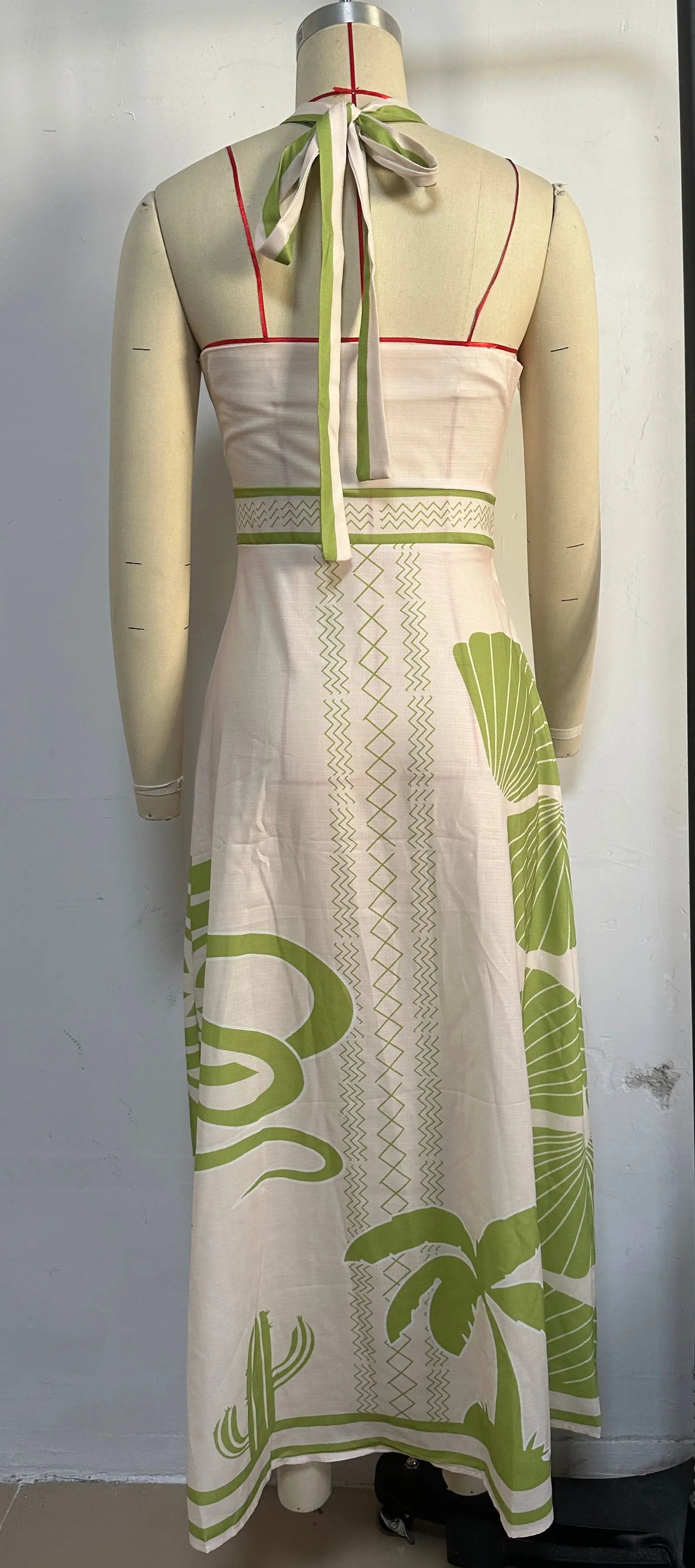 Vacation Dresses - Beach Floral Print Backless Vintage Summer Dress Women Halter Bandage Split Elegant Dress 2025 Bohe Holiday Party Dress Female