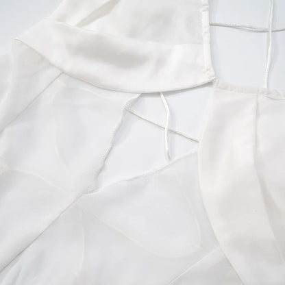 See-through Dresses - Transparent Mesh Summer Beach Dress White Black Sexy Vacation Outfits Backless Maxi Long Dresses Woman 2025 C85-DD19