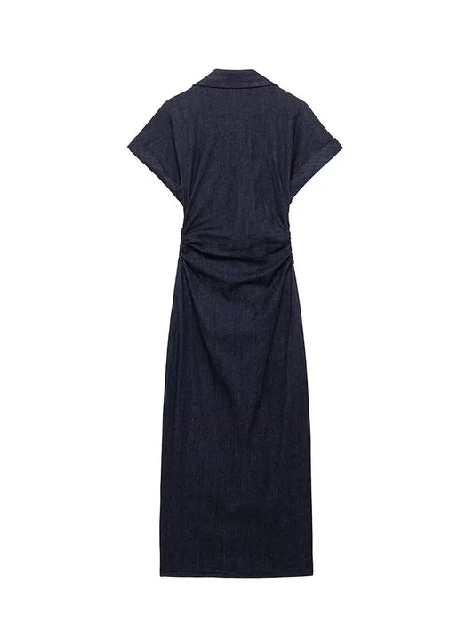Buttoned Dresses - 2025 Spring Sleeveless Denim Midi Dress Women Button Long Dress Woman Dresses for Women Streetwear Basic Casual Dress