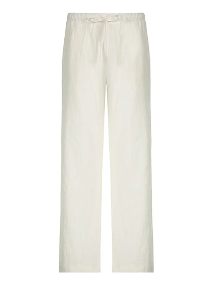 Pants - Sweetown Solid Loose Casual Boho Straight Leg Pants For Women Simple Lazy Comfortable Summer Vacation Trousers