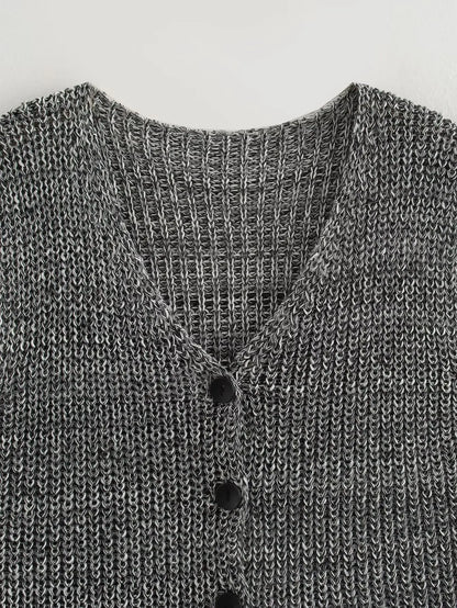 Knit Tops - Female Casual Slim Fit Sleeveless Single Breasted V Neck Crop Top Elegant Knit Vest for Women 2024 Fashion Lady Outwear