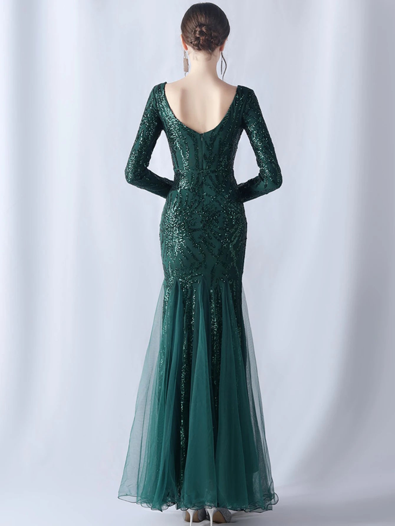 Sequin Dresses - Sexy backless maxi sequin summer dress women 2024 elegant luxury mesh wedding party dress long sleeve evening dresses vestidos