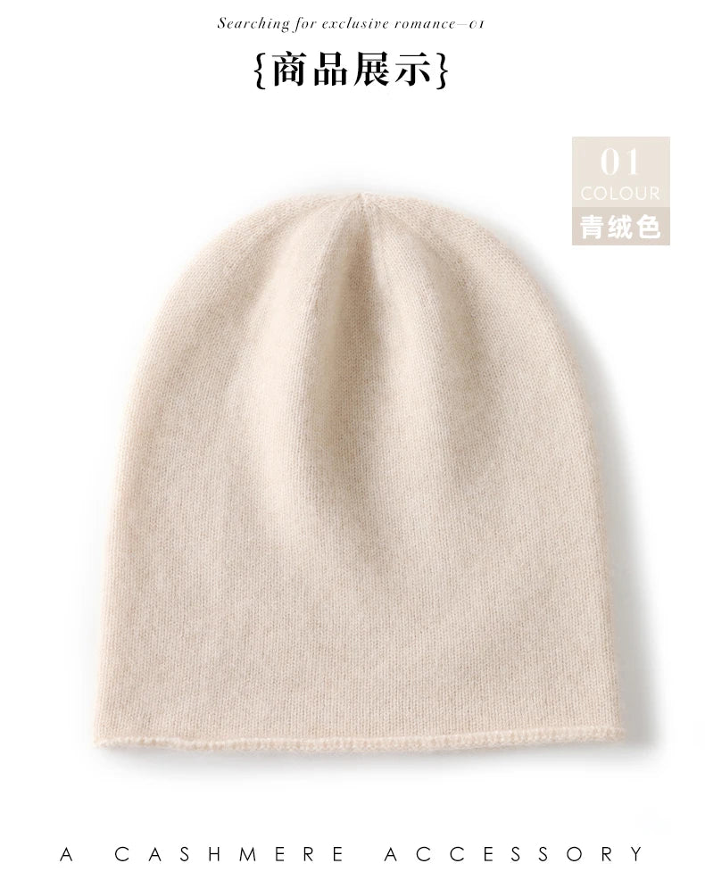 Hats - Unisex 100 Cashmere Hats Outdoor Casual Keep Warm Solid Color Cashmere Knitted Beanie Hat Women /Men Hedging Caps