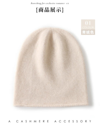 Hats - Unisex 100 Cashmere Hats Outdoor Casual Keep Warm Solid Color Cashmere Knitted Beanie Hat Women /Men Hedging Caps